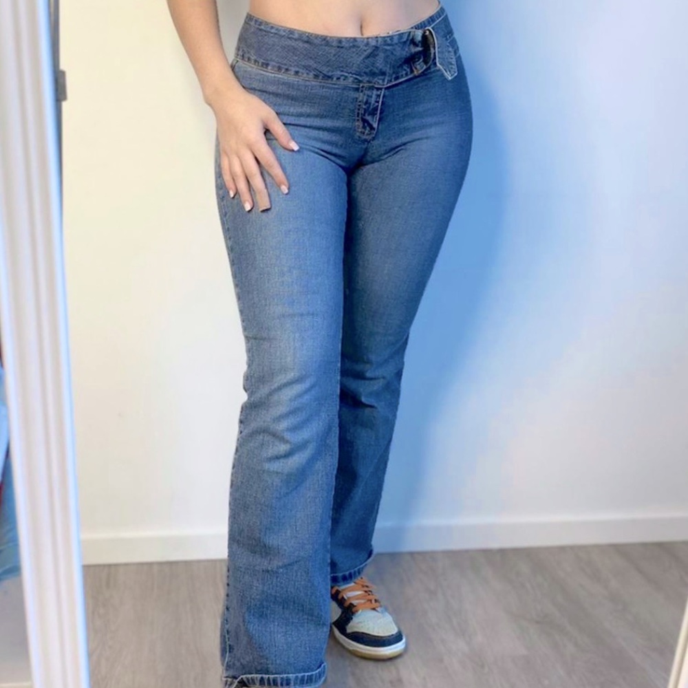 Angels y2k Lowrise Jeans w/ no back pockets & O ring waist belt